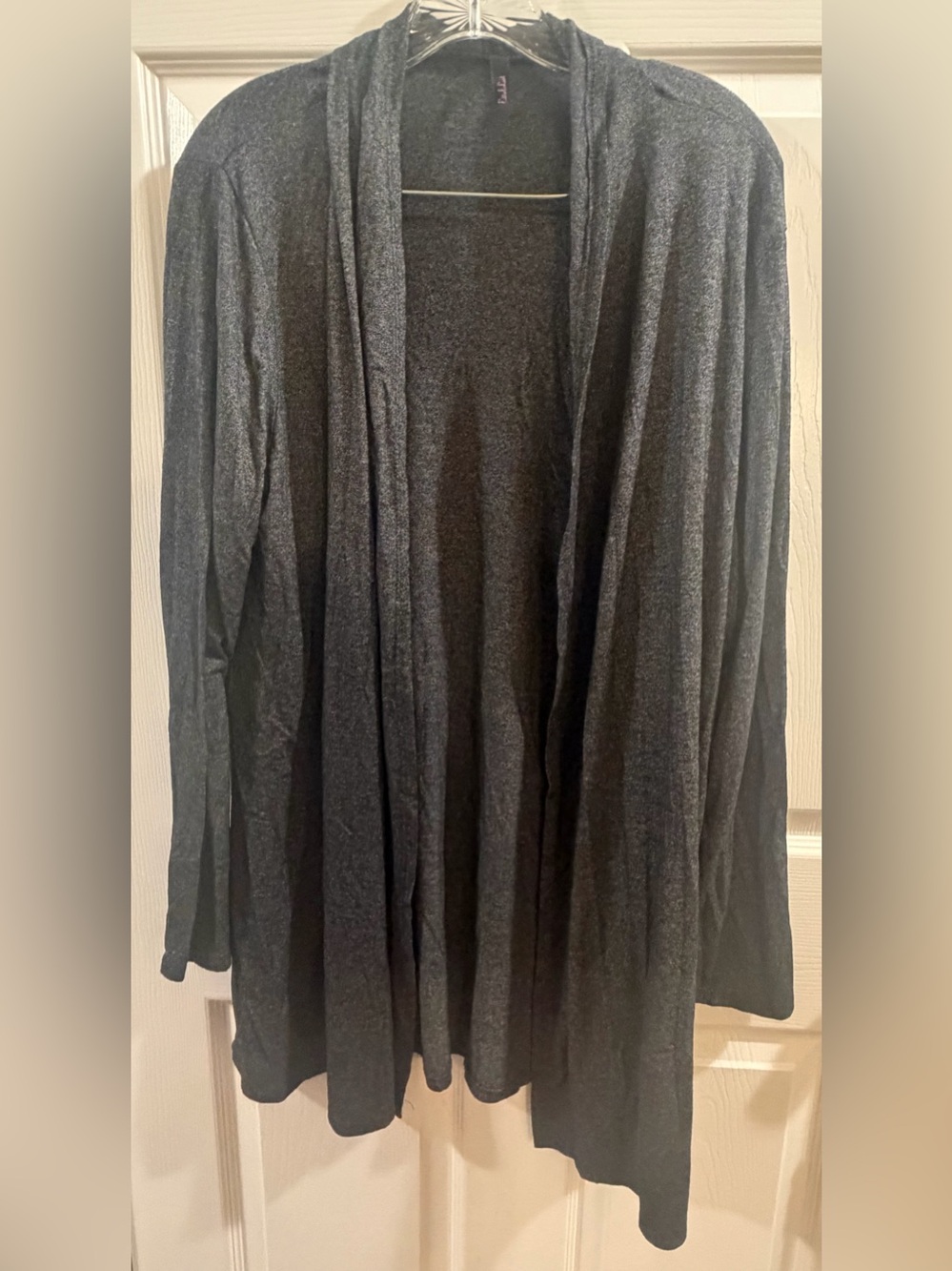Dark Gray Open Front Cardigan
